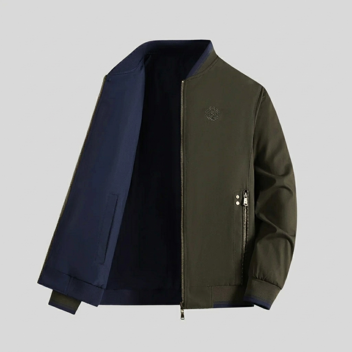 Men’s Bomber Jacket with Stand Collar & Zip Pocket