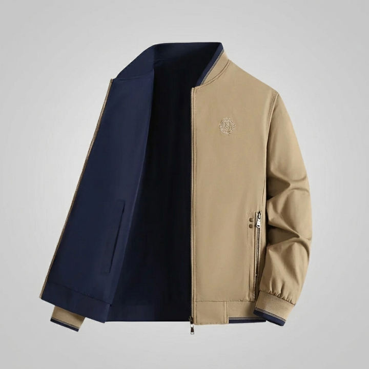 Men’s Bomber Jacket with Stand Collar & Zip Pocket