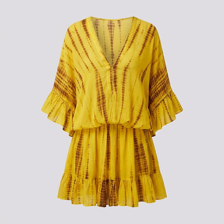 Chic V‑Neck High Waist Mini Dress