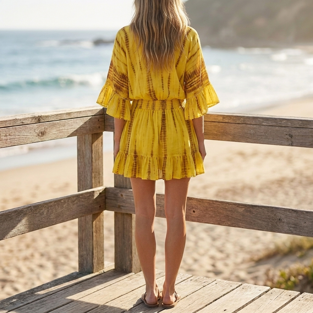 Chic V‑Neck High Waist Mini Dress