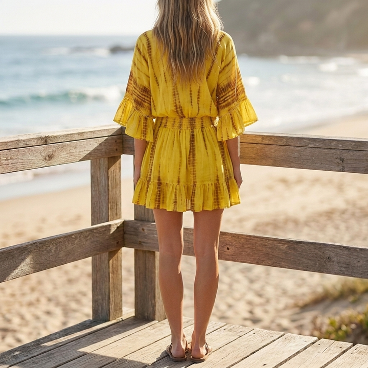 Chic V‑Neck High Waist Mini Dress