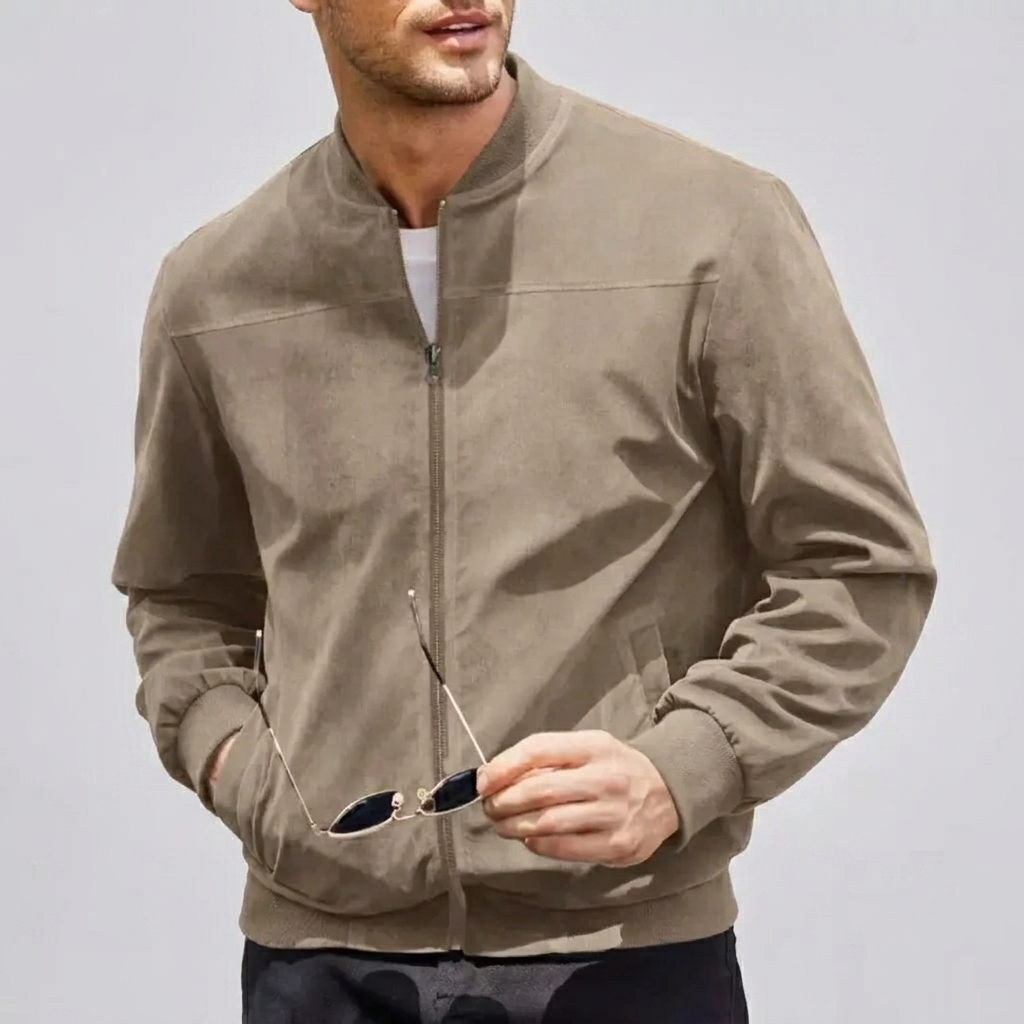 Men’s Bomber Jacket with Ribbed Collar & Side Pockets