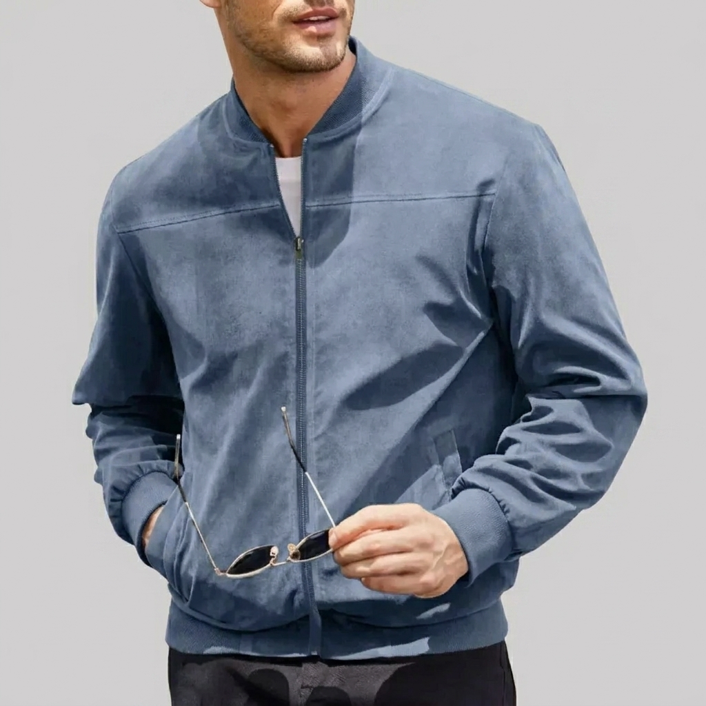 Men’s Bomber Jacket with Ribbed Collar & Side Pockets