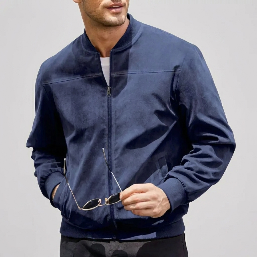 Men’s Bomber Jacket with Ribbed Collar & Side Pockets