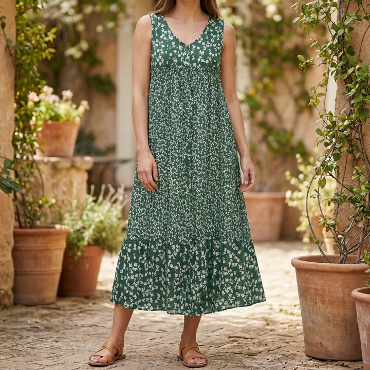 Sleeveless Floral V‑Neck Dress