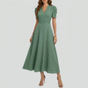 Women’s V‑Neck Short Sleeve Midi Dress – Elegant Everyday Style