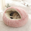2‑in‑1 Hooded Plush Cat Cave Bed – Convertible Cozy Retreat for Pets