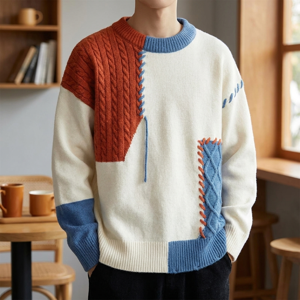 Men’s Colour Block Crew Sweater