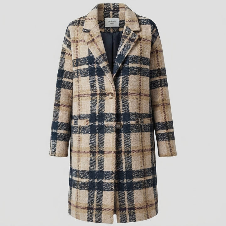 Stylish Women’s Long Coat with Front Buttons and Side Pockets