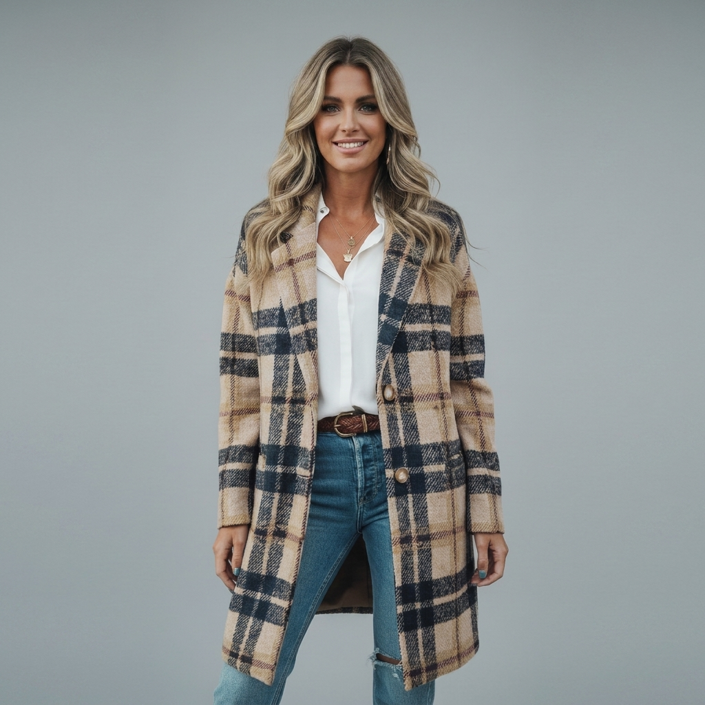 Stylish Women’s Long Coat with Front Buttons and Side Pockets