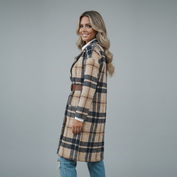 Stylish Women’s Long Coat with Front Buttons and Side Pockets