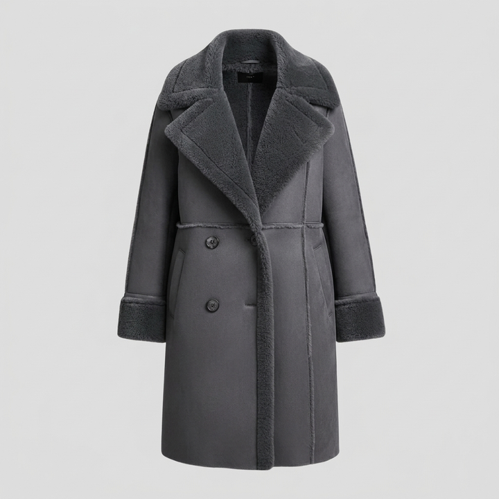 Timeless Lapel Collar Long Coat with Front Buttons for Women