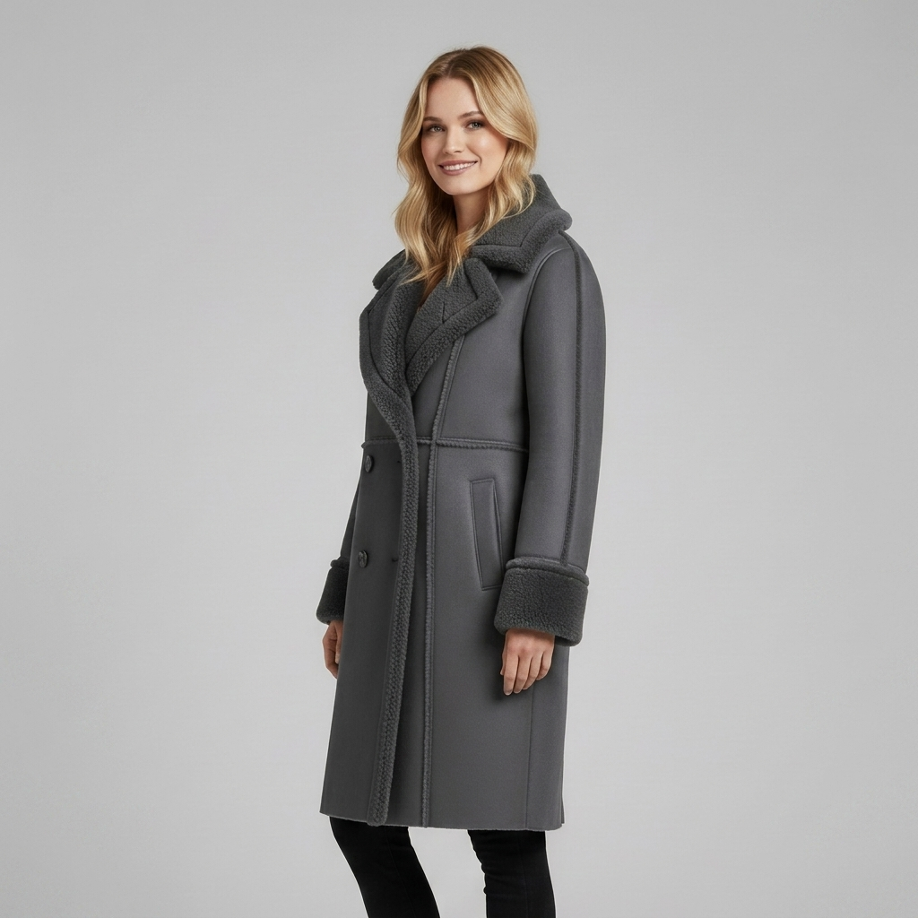 Timeless Lapel Collar Long Coat with Front Buttons for Women
