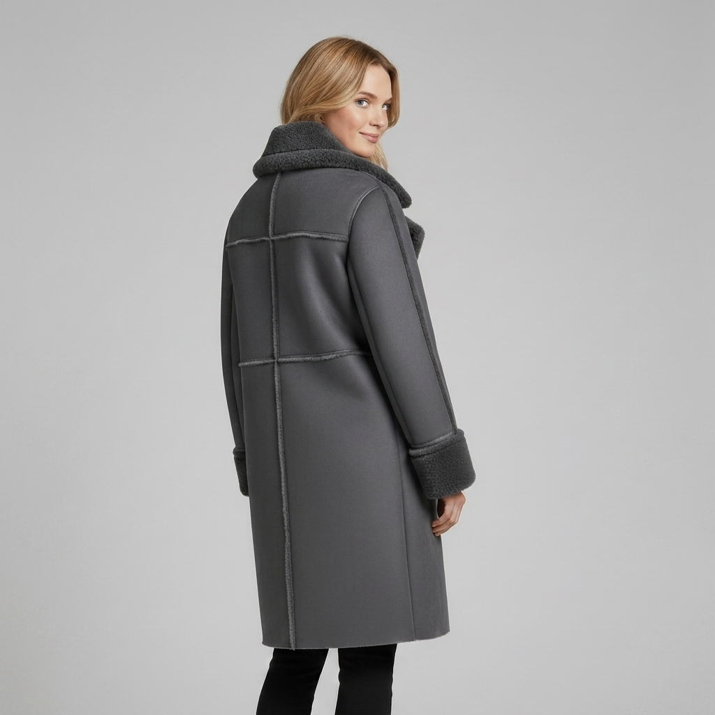Timeless Lapel Collar Long Coat with Front Buttons for Women