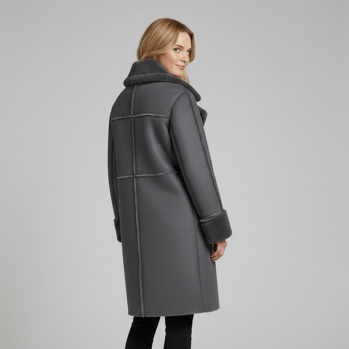 Timeless Lapel Collar Long Coat with Front Buttons for Women