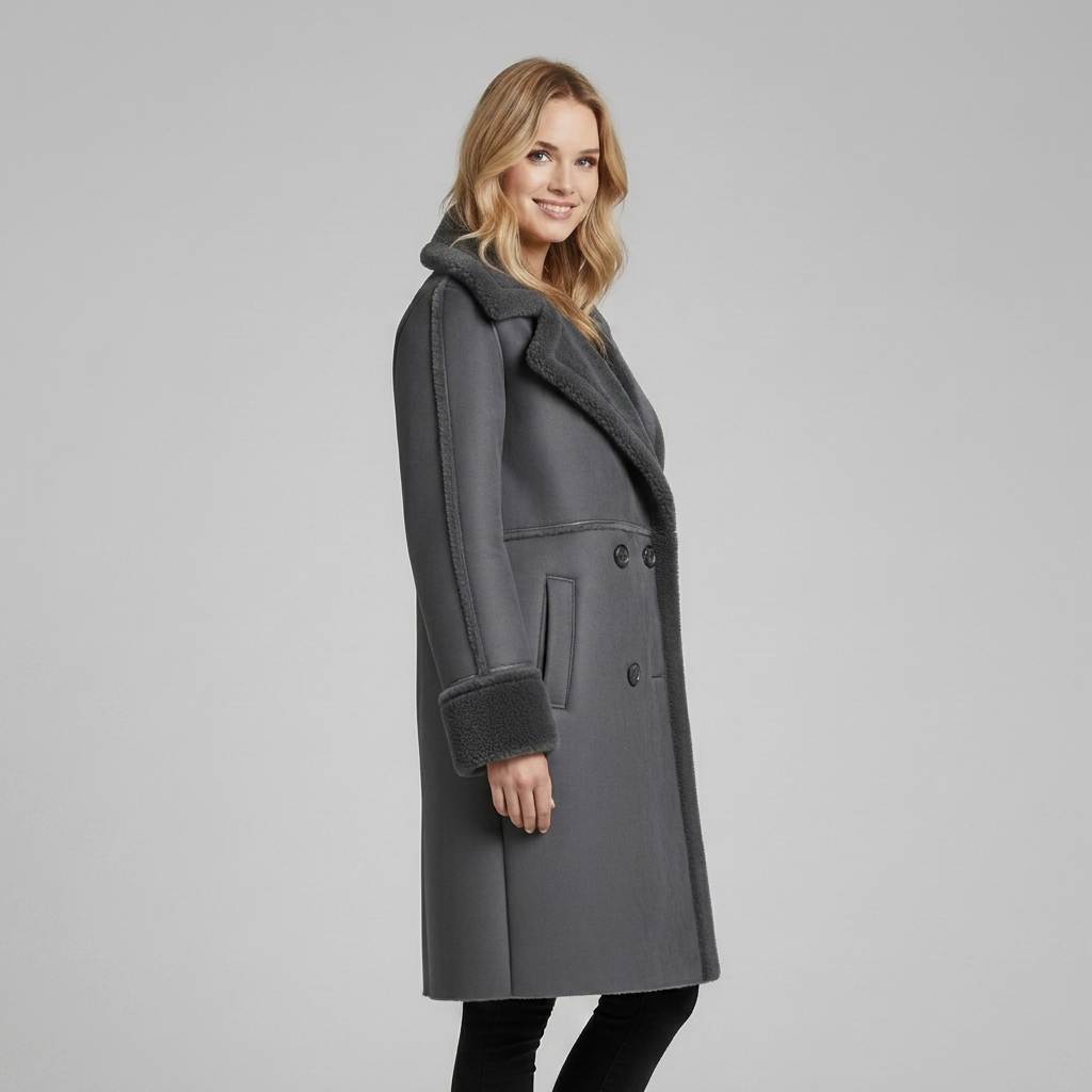 Timeless Lapel Collar Long Coat with Front Buttons for Women