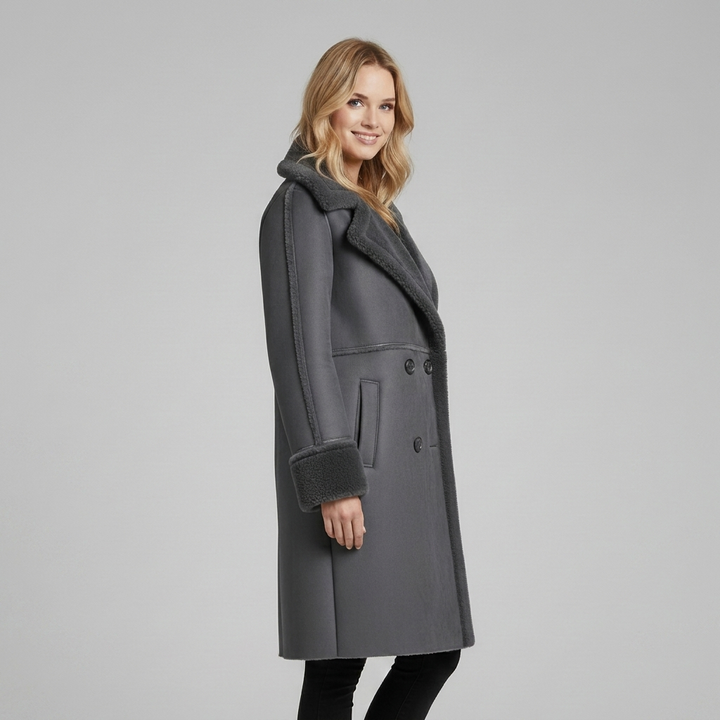 Timeless Lapel Collar Long Coat with Front Buttons for Women