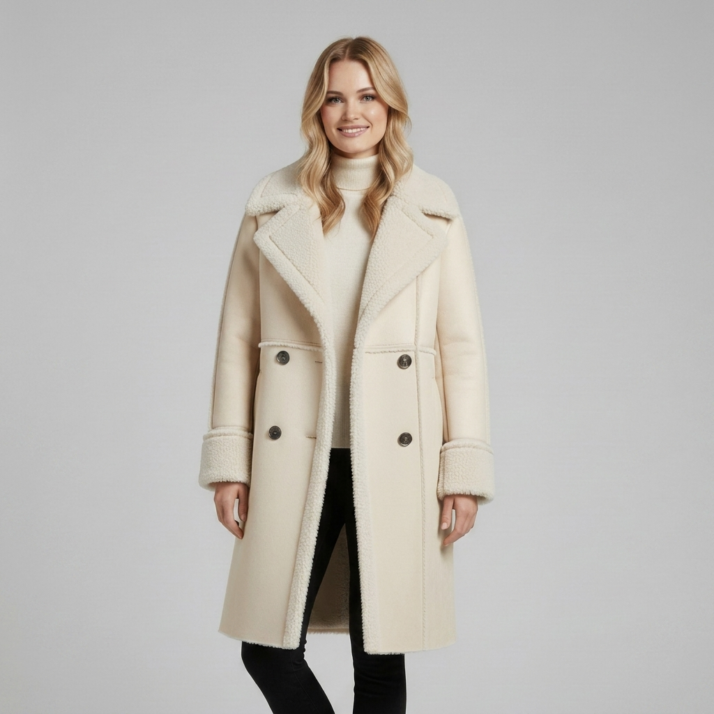 Timeless Lapel Collar Long Coat with Front Buttons for Women
