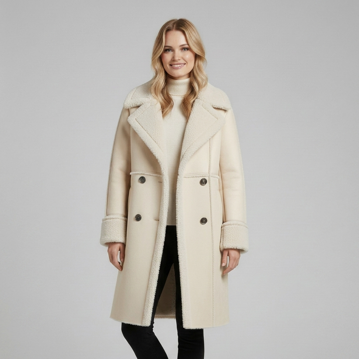 Timeless Lapel Collar Long Coat with Front Buttons for Women