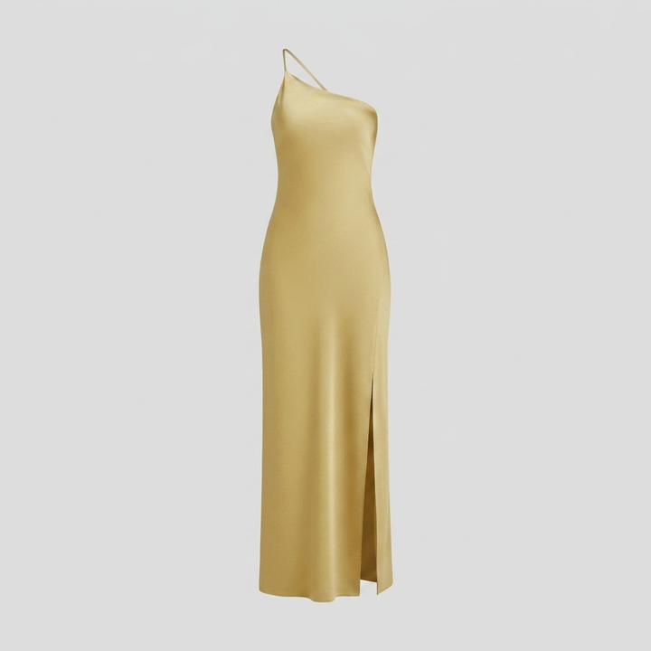 Women’s Evening Maxi Dress with One Shoulder and Side Opening