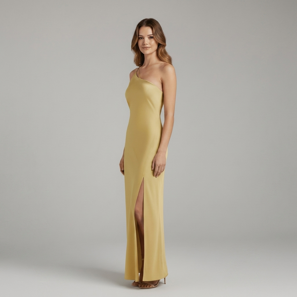 Women’s Evening Maxi Dress with One Shoulder and Side Opening