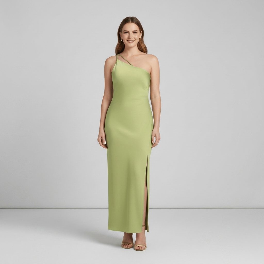 Women’s Evening Maxi Dress with One Shoulder and Side Opening