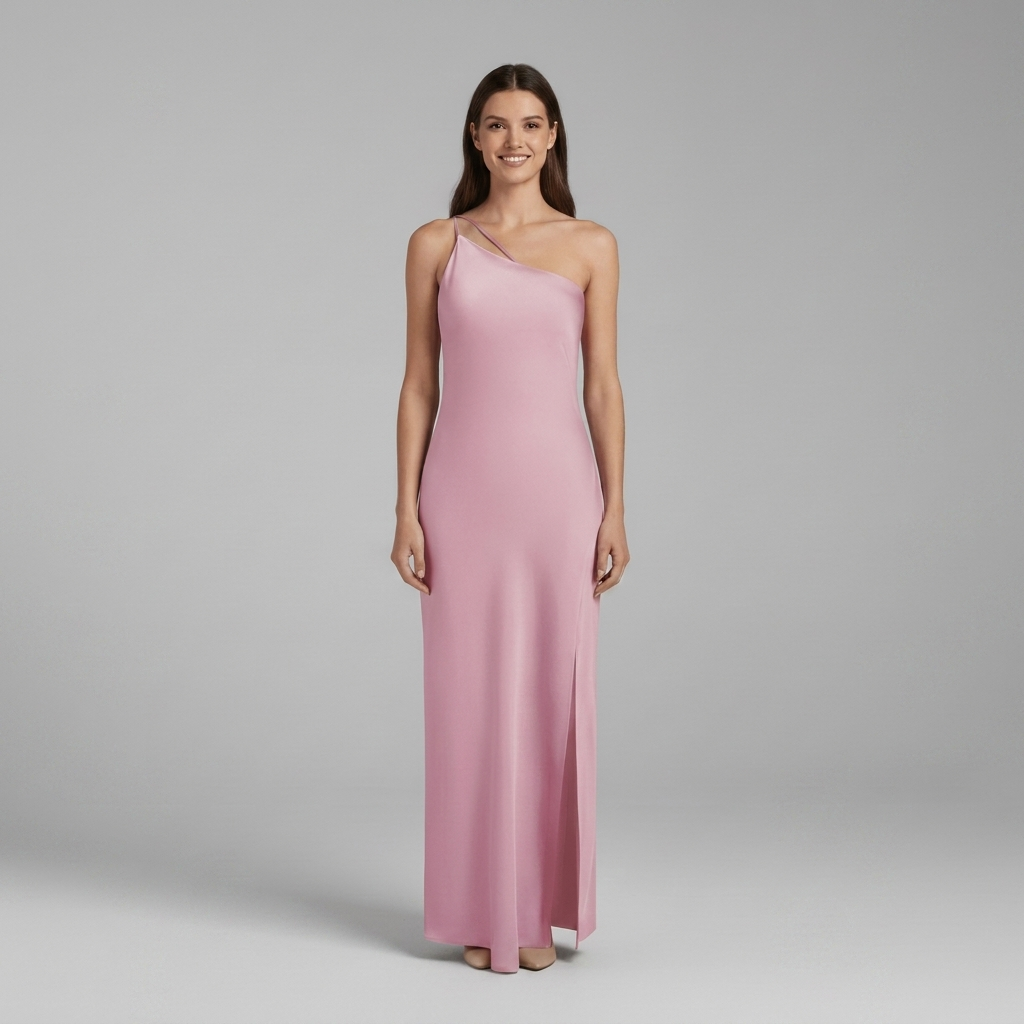 Women’s Evening Maxi Dress with One Shoulder and Side Opening