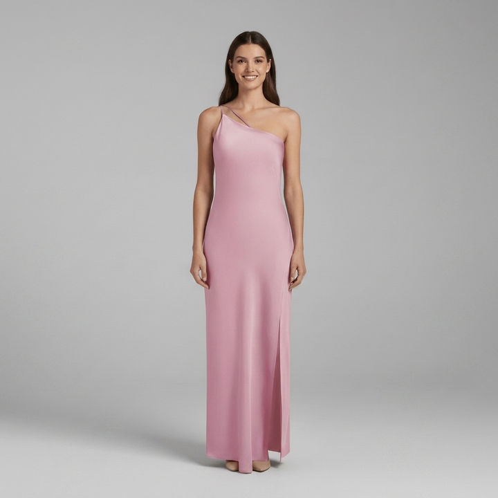 Women’s Evening Maxi Dress with One Shoulder and Side Opening