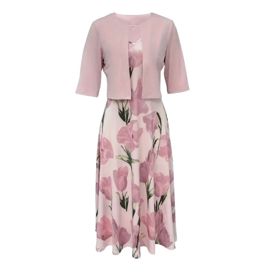 Women’s Floral Maxi Dress with Coordinating Cardigan