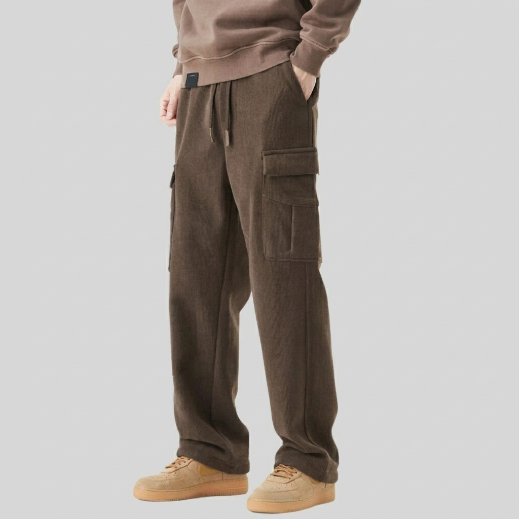 Comfortable Wide-Leg Corduroy Pants with Drawstring for Men