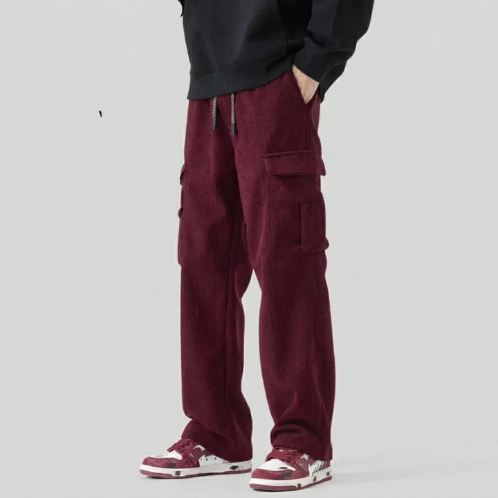 Comfortable Wide-Leg Corduroy Pants with Drawstring for Men