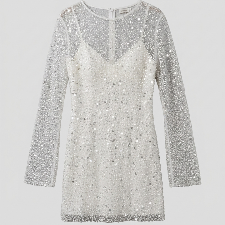 Flowy Mini Dress with Mesh Detail and Sleeveless Underdress