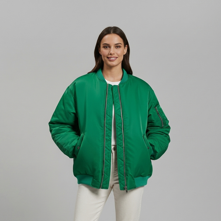Stylish Oversized Jacket for Women – Full Zip and Long Sleeves