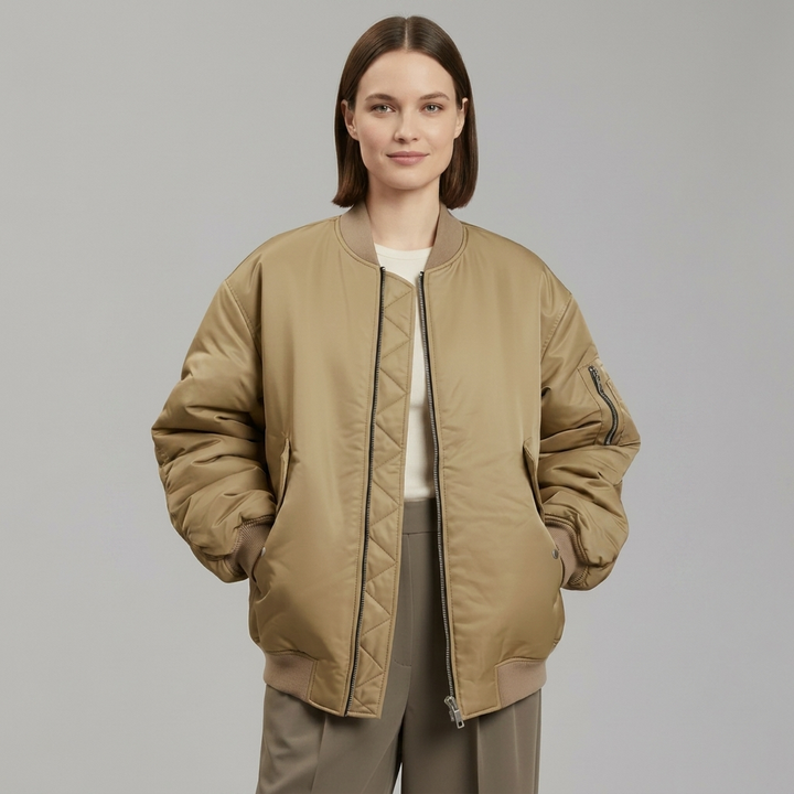 Stylish Oversized Jacket for Women – Full Zip and Long Sleeves