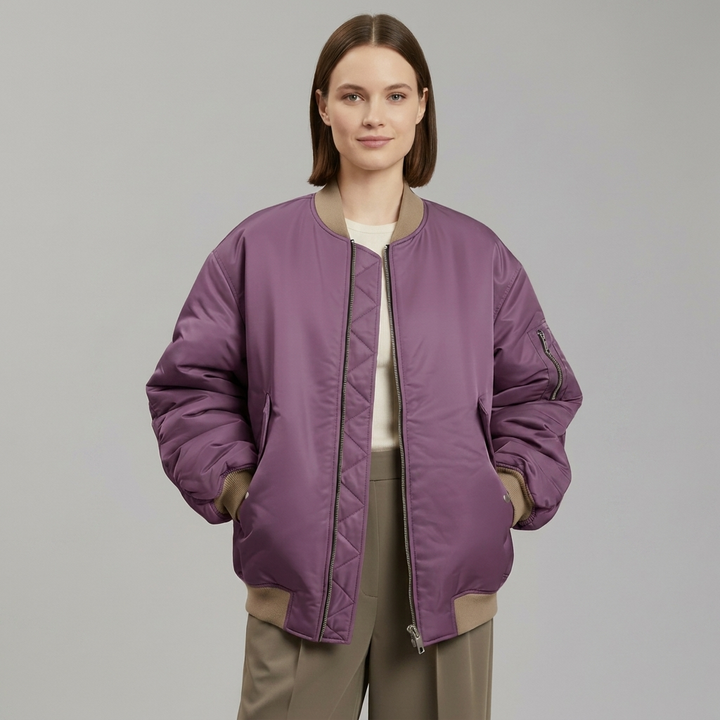 Stylish Oversized Jacket for Women – Full Zip and Long Sleeves