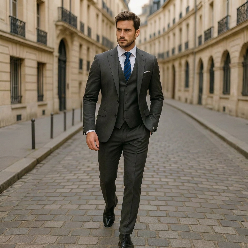 Stylish Men’s Formal Suit – 3-Piece Notched Lapel Ensemble