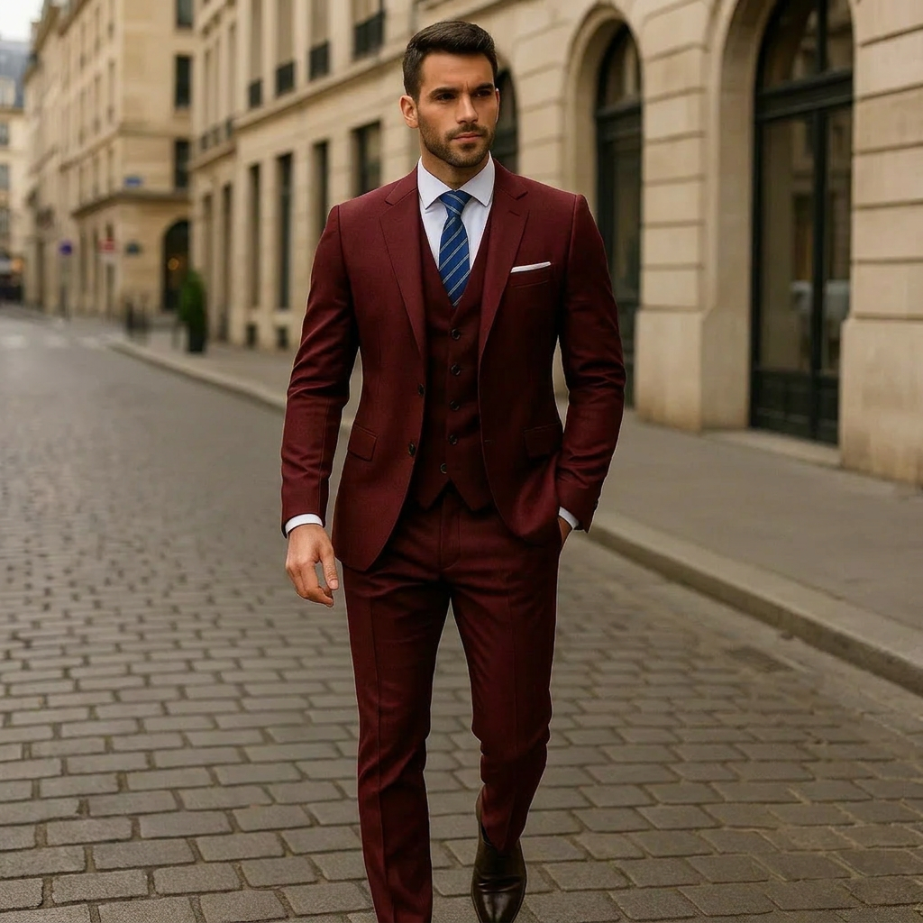 Stylish Men’s Formal Suit – 3-Piece Notched Lapel Ensemble