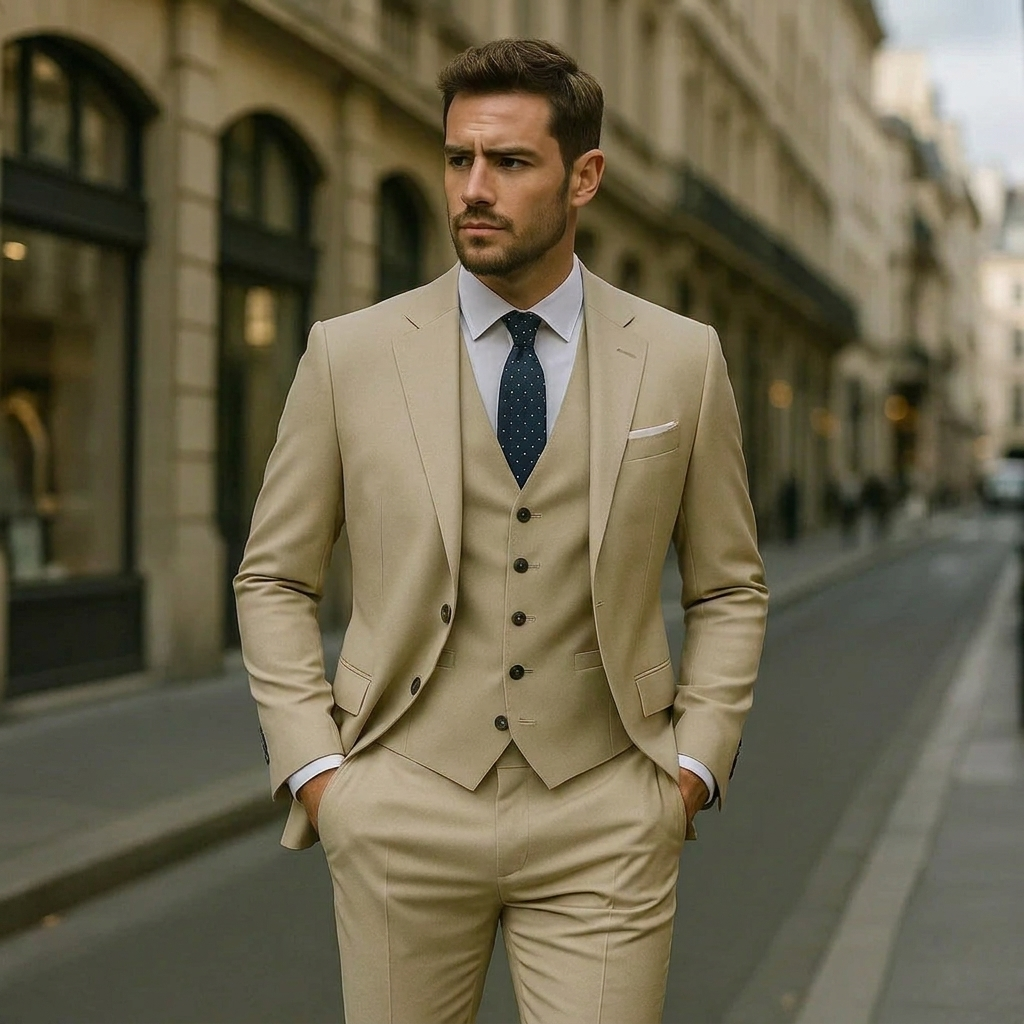 Stylish Men’s Formal Suit – 3-Piece Notched Lapel Ensemble