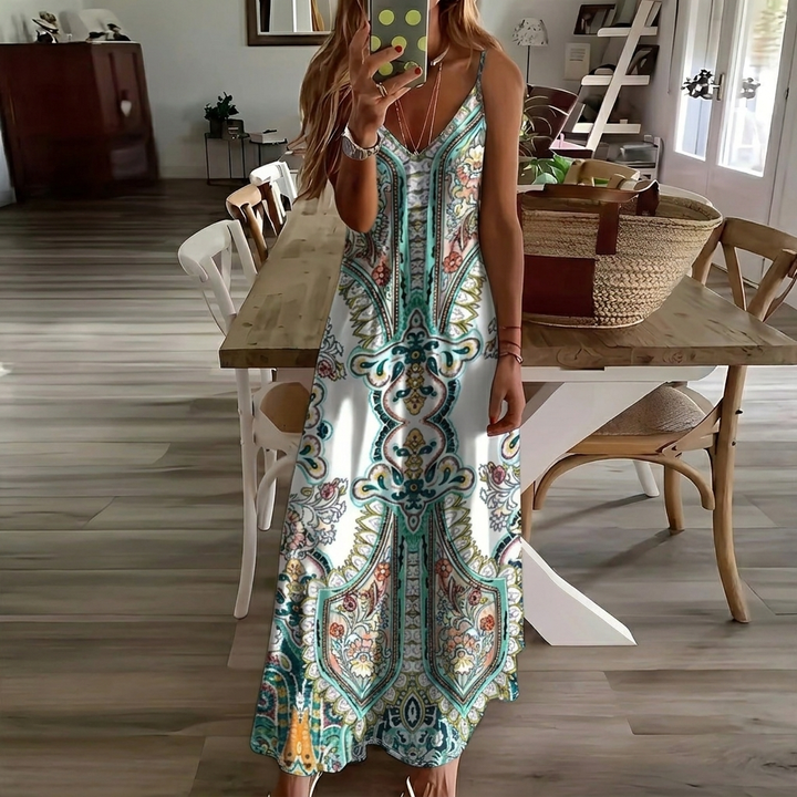 Boho Paisley Print Maxi Dress