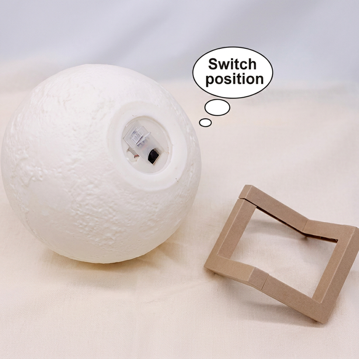 3D Printed Moon Night Light with Touch Switch for Home Decor