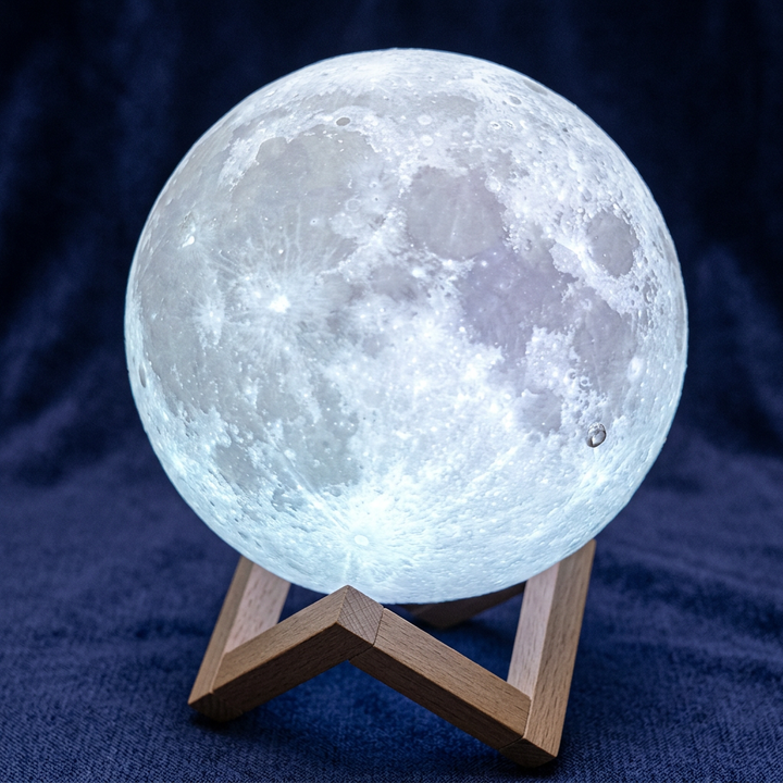 3D Printed Moon Night Light with Touch Switch for Home Decor
