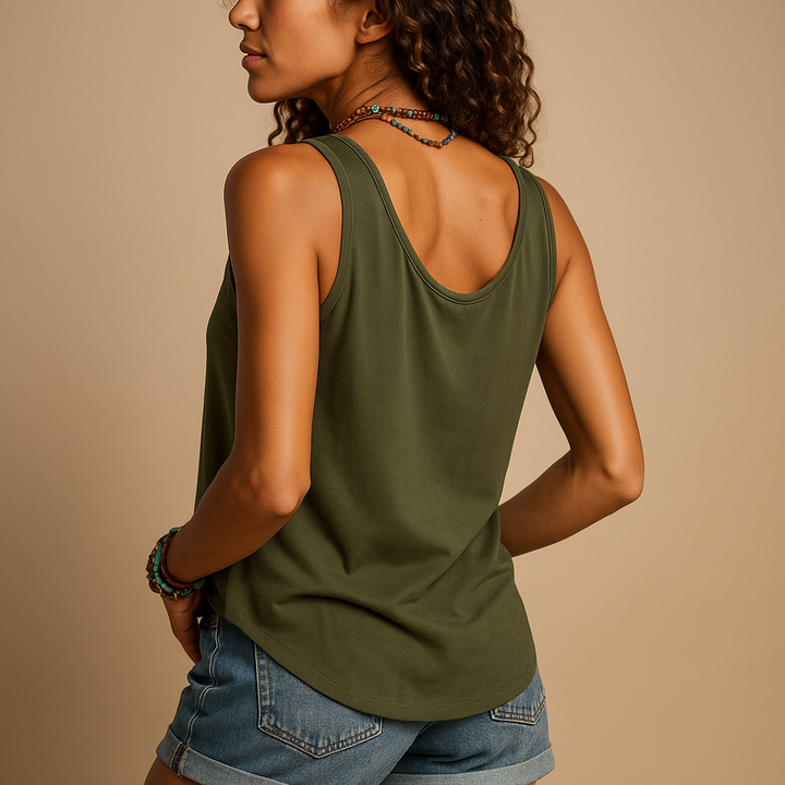 Sleeveless Lightweight Button-Down Top